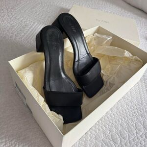 Like new By Far Courtney Black Leather Mules Sandals 37 EU